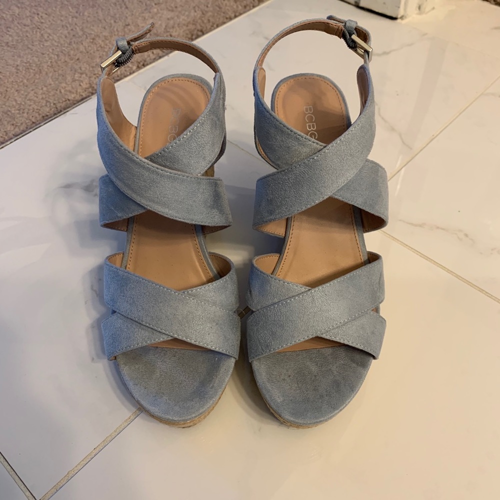 BCBG blue wedges